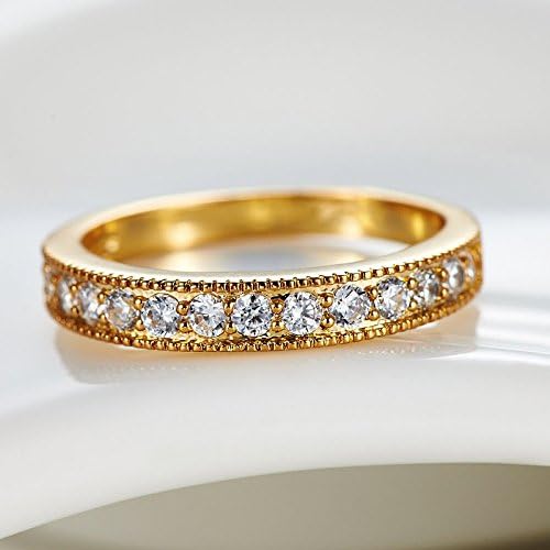 WuBeFine Plated 18K Gold High-Grade AAA Zircon Engagement Ring