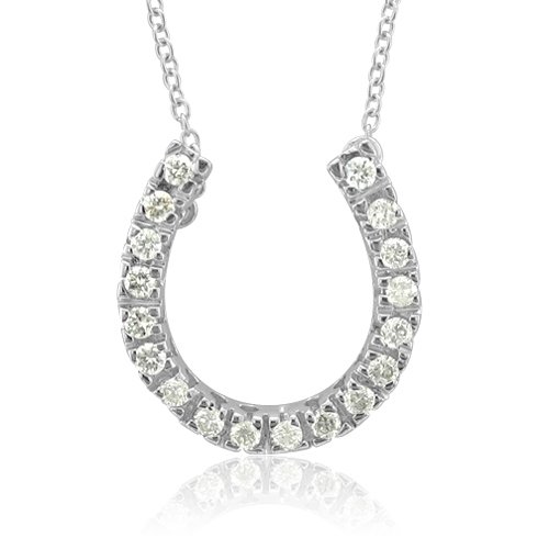 18k White Gold Horseshoe Drop Diamond Pendant Necklace (GH, SI, 0.34 carat)
