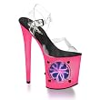 8 Inch Heel Sexy High Platform Shoes Neon Pink Sandals Ankle Straps Light Up UV Black Light Reactive
