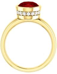14K Yellow Gold 10.00x8.00mm Oval Cut Chatham Created Ruby and Diamond Ring -- LIFETIME WARRANTY