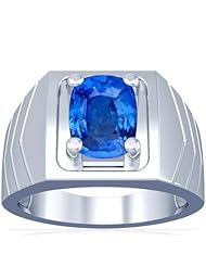 14K White Gold Cushion Cut Blue Sapphire Solitaire Ring