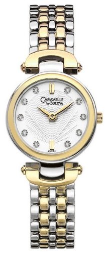 Caravelle 45P101 Ladies' Silver-White Circular Face, Classic Two-Tone Bracelet Watch