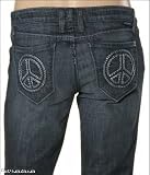 J & Company Womens Jeans Beverly Stitched Peace Sign Boot Cut