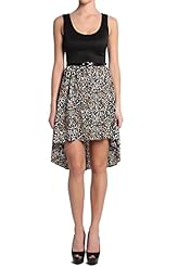 Chiffon/Polyester Asymmetric Belted Sleeveless High-Low-Hem Leopard Print  Dress