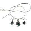 Anniversary Gift for Her Silver Onyx Pendant Earrings Set (gpers036)