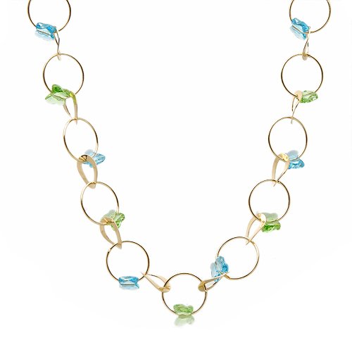 Made in Italy Pleasant Necklace With Genuine Glass beads Made in 14K/925 Gold plated Silver. Total item weight 37.5g Length 36in