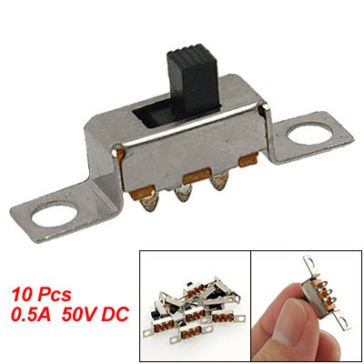Gino 10 Pcs 1P2T 0.5A 50V DC Vertical Handle Slide Switch SS12F48