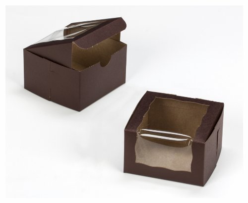 Dress My Cupcake Chocolate Cupcake Window Box with Lid, Brown, Set of 100