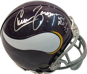 Chuck Foreman Autographed/Hand Signed Minnesota Vikings Replica Mini Helmet ROY 73