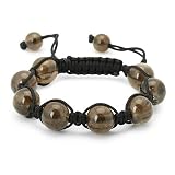 Jabari Disco Ball Bracelet - Mens Smoky Quartz Gemstone - 14MM