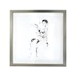 Lazy Susan Charcoal and Ink Nude with Silver Leaf Frame