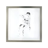 Lazy Susan Charcoal and Ink Nude with Silver Leaf Frame