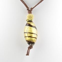 Handmade Patterned Murano Glass Pendant - Pamela Gold