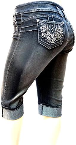 D&amp;B PLUS SIZE WOMEN'S Stretch premium BLACK denim jeans CAPRI PANTS