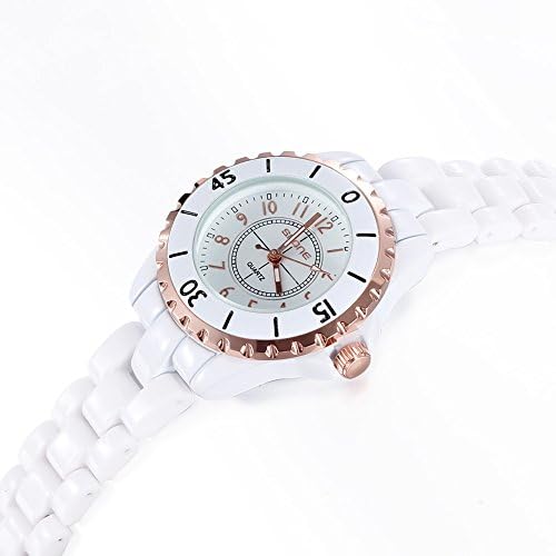 Luxury Women Dress Wathes White Ceramic Women Watch Luminous Analog Quartz Casual Watches Gold Color
