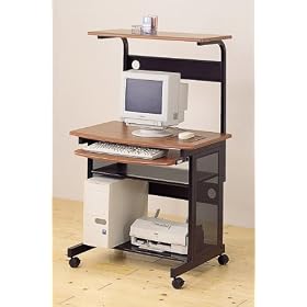 All new item Walnut and black metal workstation desk with slide out keyboard tray
