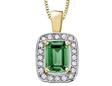 Green Tourmaline Pendant with Diamonds 1/4 Carat (ctw) in 14K Yellow Gold with Chain