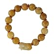 Hand Carved Pi Xiu Charm Yellow Jade Carved Lotus Bead Bracelet
