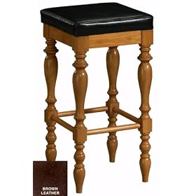 Barton Bar Stool Brown Leather Oak by Home Decorators Collection