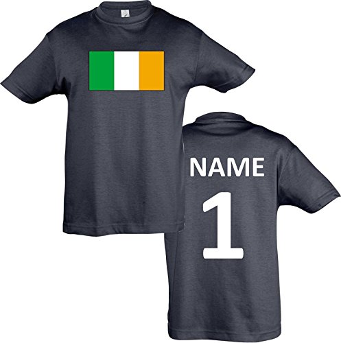 Kids T-Shirt Irland Ireland Ländershirt mit Wunschnamen und Nummer diverse Farben, Farbe navy, Größe 104