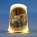 Porcelain China Collectable Thimble - Old Land Rover in Barn - Free Gift Box