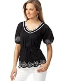  : RXB V-Neck Top with Embroidered Trim