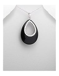 Onyx Pendant Necklace In 92.5 Sterling Silver