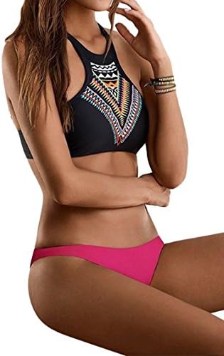 Newest Sexy Women'S Push Up High Neck Halter Bikini Sets Swimsuit Midnight Top 1-Rose Redl(Us 10-12) Charming