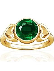 18K Yellow Gold Round Cut Emerald Womens Astrological Ring (GIA Certificate)