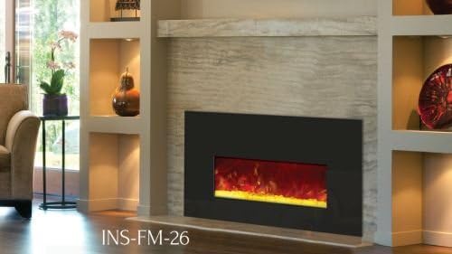 Insert Electric 36" Fireplace with Black Glass Surround