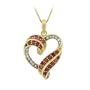 18k Yellow Gold Plated Sterling Silver Diamond with Ruby Heart Pendant Necklace (1/8 cttw), 18"
