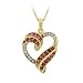 18k Yellow Gold Plated Sterling Silver Diamond with Ruby Heart Pendant Necklace (1/8 cttw), 18"