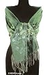 Silk and cotton shawl, 'Emerald Foliage'