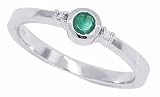 0.21Ct Bezel Set Genuine Emerald Diamond Three Stone Ring in 14Kt White Gold