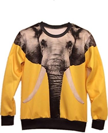 XTX? men women Top Hipster Punk Rock 3d Elephant Sweater T Shirts Long Sleeve