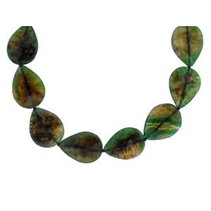 14k White Gold Green Agate Necklace, 20 by