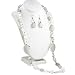 White Semi Precious Stone Long 36" Necklace and Earrings Set Fashion Jewelry