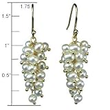 White Cultured Pearl Bunch Earrings in 18k Yellow Gold Overlay Sterling Silver