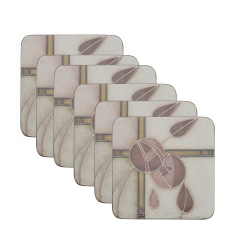 6 Square Bud & Leaf Coasters