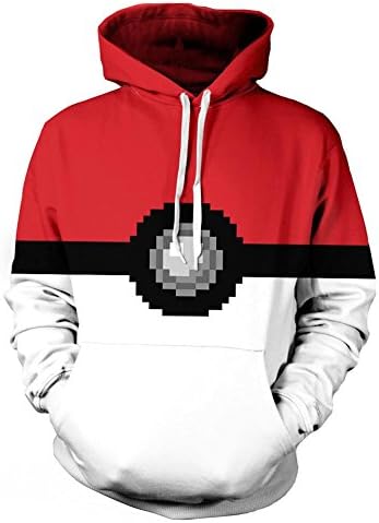 Redfly1 Unisex Pokemon Pokeball Hoodie Cosplay Outfit Sweatshirt, X-Large