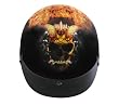 DOT Outlaw Gloss Black with Flaming Horned Skull Half Helmet - Size : Large