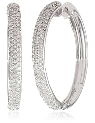 14k Gold Round-Cut Pave Diamond Hoop Earrings (1 cttw, H-I Color, I1-I2 Clarity)