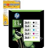 HP364xl - 5 Cartouches d'encre Originales Noir, Photo Noir, Cyan, Magenta, Jaune pour HP 364xl Photosmart c309 c309a c309g c309n 309n 309g 310a c310a c310 410b C410 C410a B8550 C5324 C5380 C6324 C6380 D5460 + Premium Glossy Photo Papier - 4x6 - 20 feuilles