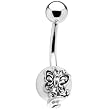Sterling Silver Butterfly Faux Pearl Belly Ring