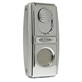 Blazer Chief II Cigar Lighter with Snap-In Cigar Cutter - Chrome