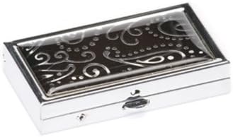 Silver & Black Paisley Pill Box Case : Small