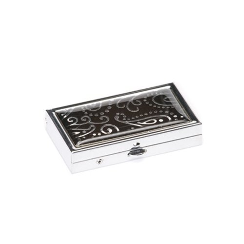 Silver & Black Paisley Pill Box Case : Small