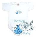 BABY BODYSUIT WHITE " LIGHT BLUE STORK TURKMEN " TURKMENISTAN