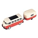 HO Die-Cast VW Bus w/Camper, Red/White