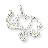 Sterling Silver Diamond Cut Outline of Elephant Pendant with 20 inch Sterling Silver Chain